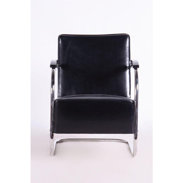 Metal Bauhaus Lounge Chair in Leather from Mücke Melder, Czechia, 1930s For Sale - Image 7 of 12