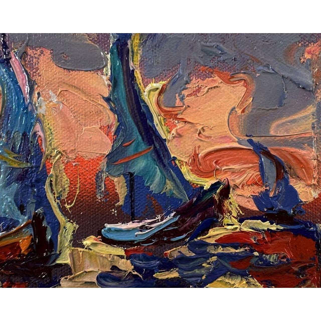 Oil Painting Sailboats and Orange Sunset Oleksiy Ivanyuk For Sale - Image 6 of 9