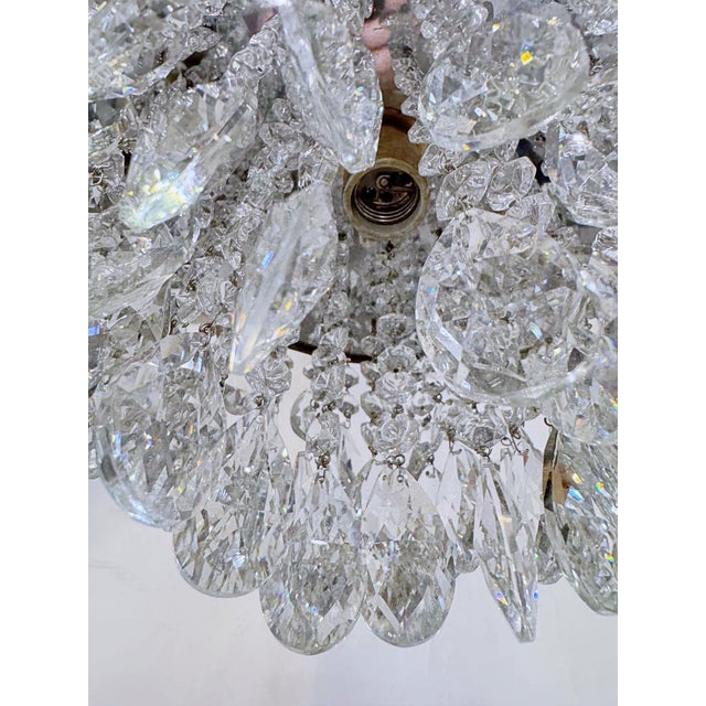 Vintage Crystal Teardrop Chandelier With Embossed Cherub Brass Crown For Sale - Image 11 of 11