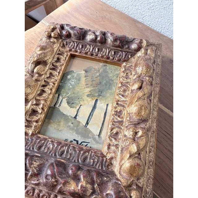 Gold Landscape Composition, 1920s, Oil Painting, Framed For Sale - Image 8 of 18