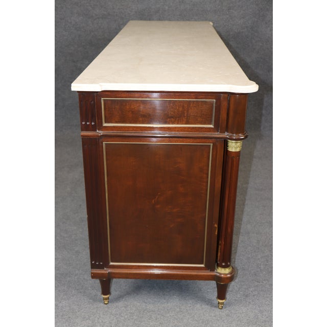 1970s Fine Shallow Depth Maison Jansen Style Directoire Marble Top Mahogany Sideboard For Sale In Philadelphia - Image 6 of 15