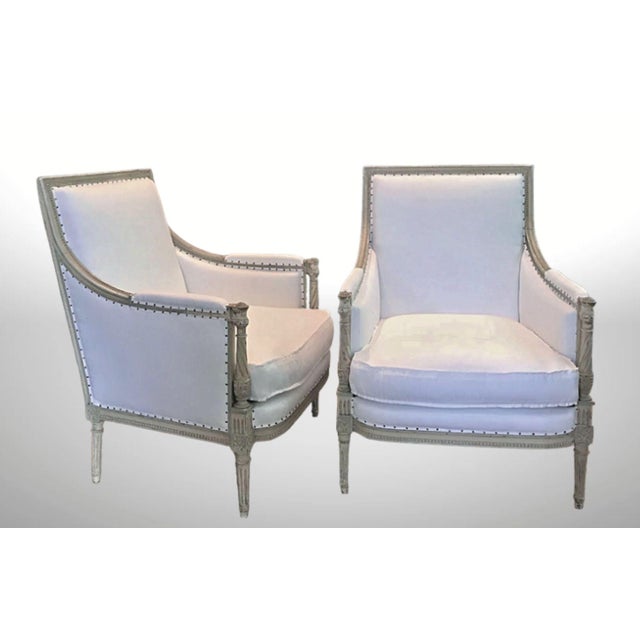 Gray Pair of 19th Century Louis XVI Bergere Chairs For Sale - Image 8 of 8