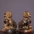 Pair Antique Chinese Gilt Bronze Foo Dog Guardian Lion Statues, Decorative Scholar’s Table Figurines For Sale In Los Angeles - Image 6 of 9