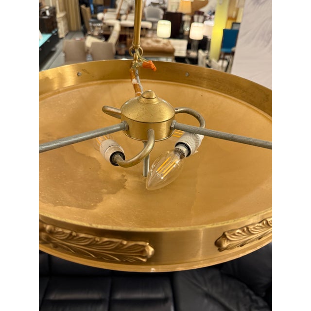 Stone Vintage Custom Alabaster Semi Flush Mount Pendant For Sale - Image 7 of 12