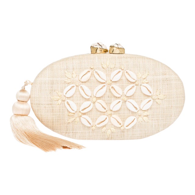 Joanna Natural / Ivory Ellipse Clutch For Sale