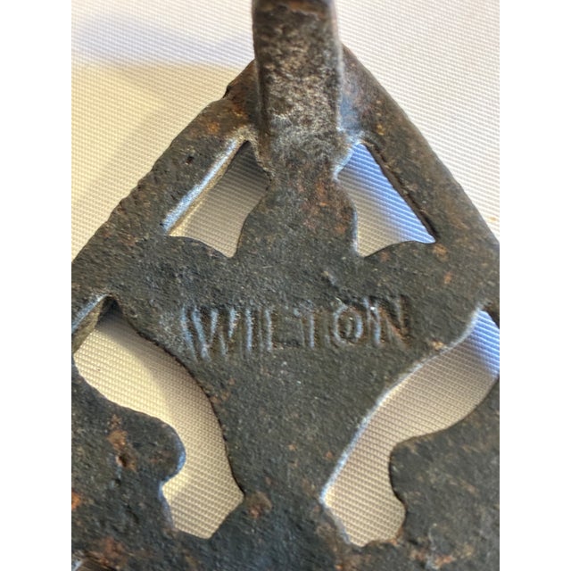 Metal Vintage Wilton Hand Painted Cast Iron Floral Wall Trivet For Sale - Image 7 of 8
