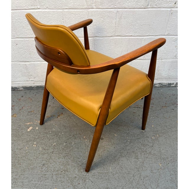 Mid-Century Modern 60's Mid-Century Modern Walnut and Vinyl Armchair For Sale - Image 3 of 8