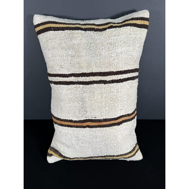 Turkish Hemp Pillow Cushion Natural Beige Brown Pillow Cushion Cover 16" x 24" For Sale - Image 4 of 4