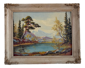 Mountain River, 1960s, Oil Painting on Canvas, Framed
