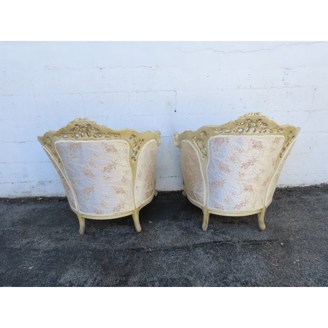 French Heavy Carved Side Lounge Den Fireplace Chairs a Pair 6239 For Sale - Image 15 of 15