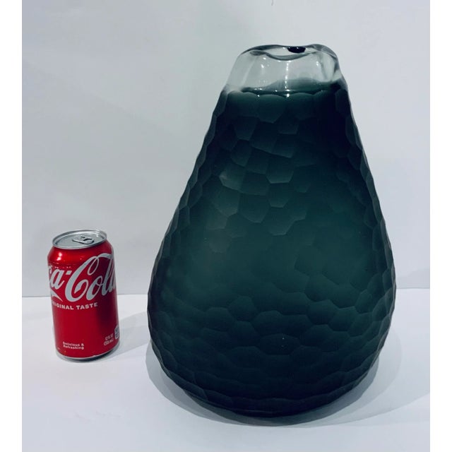 Baker Furniture Company Baker Modern Large Textured Frosted Smoked Glass Addison Vase For Sale - Image 4 of 5