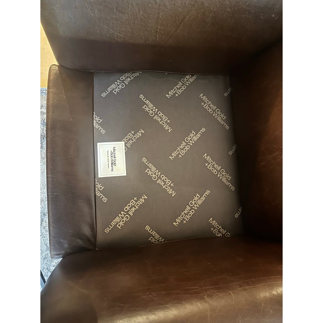 2010s Mitchell Gold + Bob Williams Leather Chair and Ottoman Set For Sale - Image 5 of 10