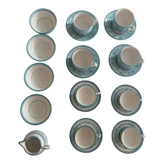 Cerámica Made in Italy Tea/Coffee Set With Bowls and Creamer For Sale