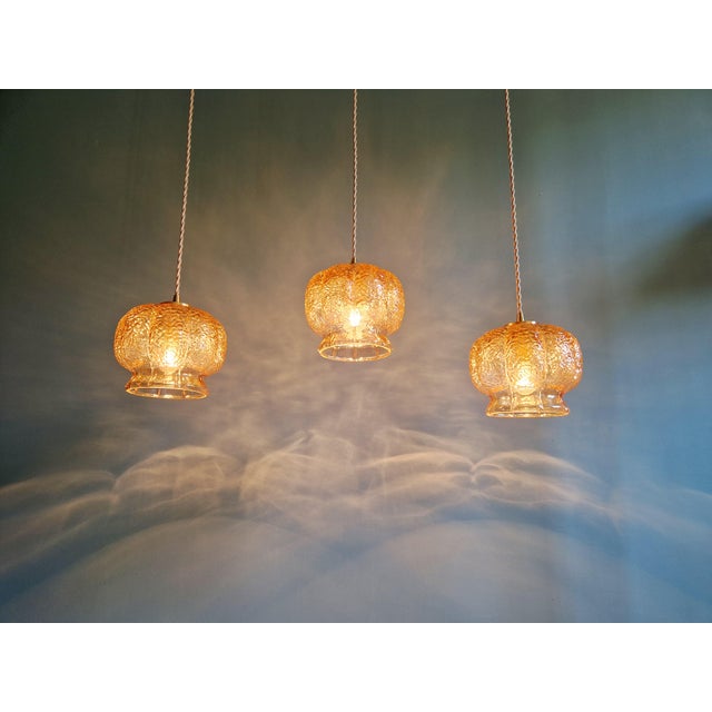 Metal Vintage Amber Glass Pendant Light, 1960s-1970s For Sale - Image 7 of 18