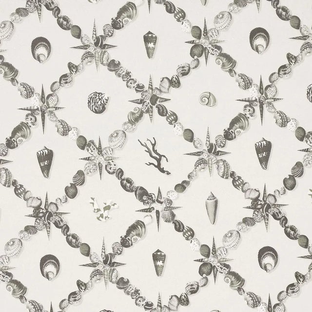Sample - Schumacher Grotto Treillage Wallpaper, Grisaille For Sale