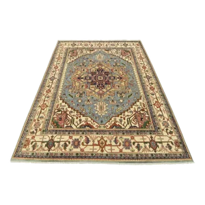 Heriz Rug 11'5'' X 15'1'' Blue Wool Tribal Hand-Knotted Oriental Carpet