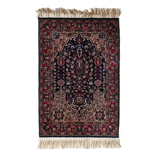 Vintage Floral Rug in Hand-Knotted Wool, 1980s For Sale