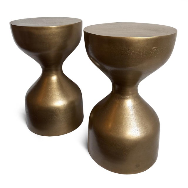 Brass Brass Finish Modern Hourglass Side Table For Sale - Image 8 of 9