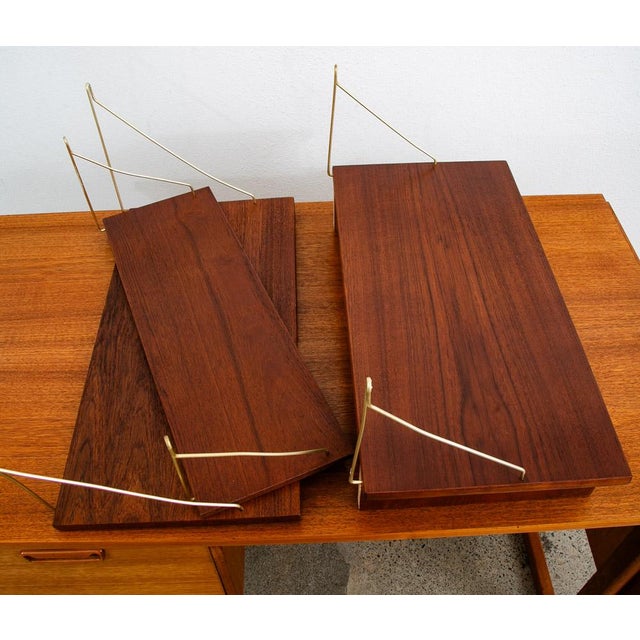 1960s 1960s Mid Century Danish Modern Wall Unit 1 Bay Teak Drawer Desk Cabinet Modular Shelf - 3 Pieces For Sale - Image 5 of 12