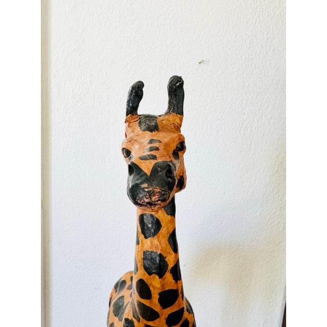 Hand Made Vintage Leather-Wrapped Giraffe Safari Sculpture For Sale - Image 12 of 12