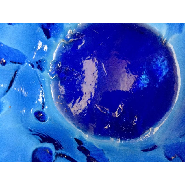 Vintage Cobalt Glass Ruffled Vase For Sale - Image 9 of 11