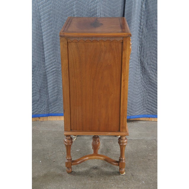 Antique Late Victorian Walnut Burl Music Console Phonograph Cabinet Record Stand For Sale - Image 12 of 14