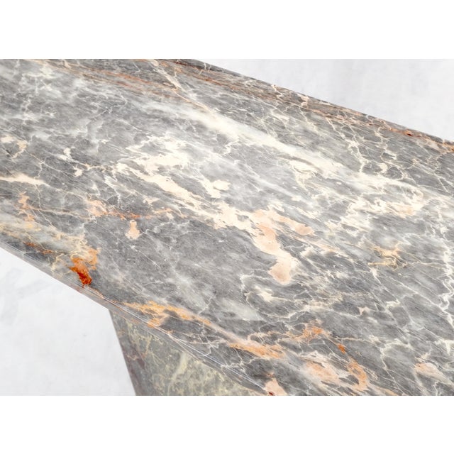 Single Pedestal Grey Italy Marble Top Mid-Century Modern Console Sofa Table For Sale - Image 12 of 12