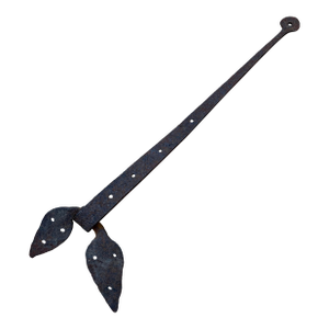Early 19th Century Blacksmith-Forged Wrought Iron Strap Hinge With Leaf Terminals