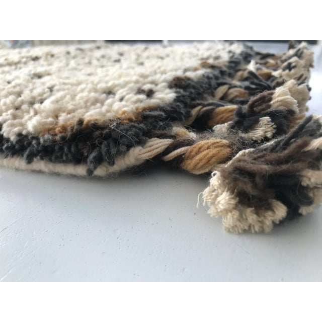 Handmade Ecru & Brown Thick Wool Rug, 1980s For Sale - Image 15 of 18