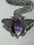 1970s Vintage 1970s Silver Tone Butterfly Pendant Necklace With Purple Banded Agate Cabochon For Sale - Image 5 of 15