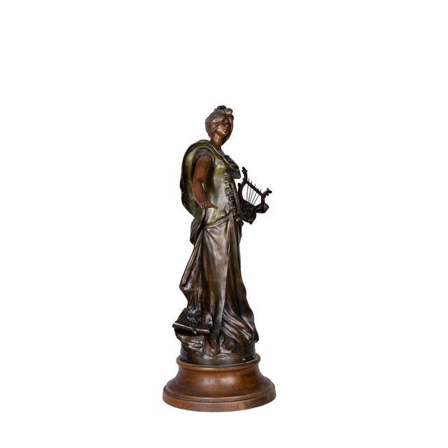 Hippolyte François Moreau, Muse Calliope Statue, 19th Century, Metal For Sale - Image 3 of 8