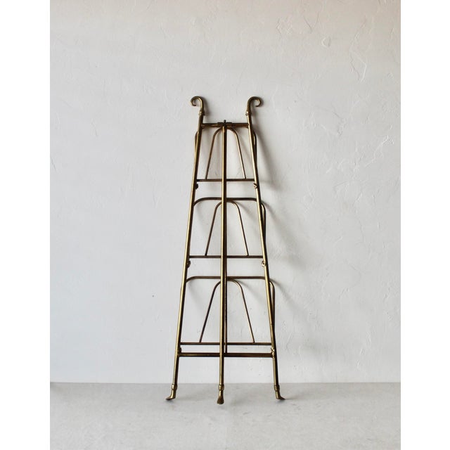 Italian Style Mid-Century Brass 3-Tier Folding Book Magazine Rack Stand Footed For Sale - Image 13 of 13