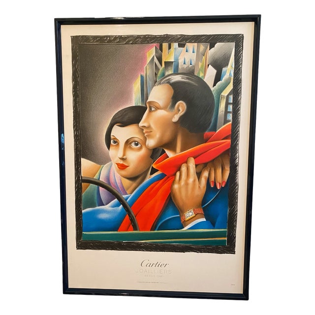 Framed Cartier Joailliers Numbered Lithographic Poster, 1985 For Sale