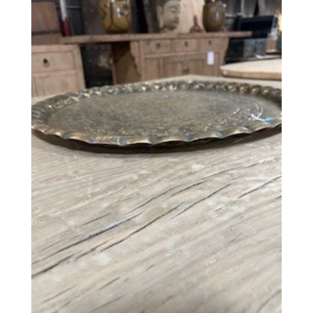 Indian Vintage Indian Round Brass Tray For Sale - Image 3 of 4