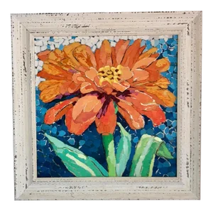 Orange Gerbera Daisy Collage Painting