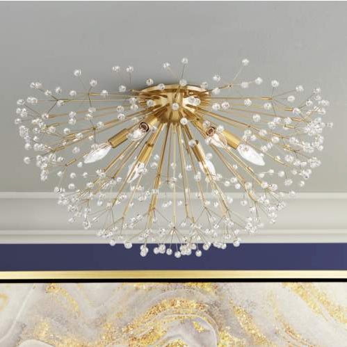 Hudson Valley Lighting Hudson Valley Lighting Dunkirk 6 Light 30 Inch Aged Brass Semi Flush Ceiling Light For Sale - Image 4 of 4