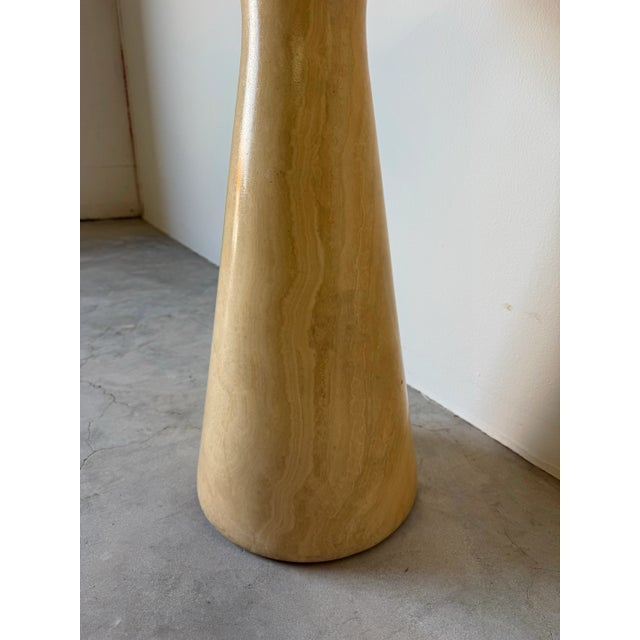Beige Vintage Organic Modern Minimalist Italian Travertine Pedestal Side Table/ Sold For Sale - Image 8 of 12