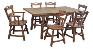 Vintage Cushman Style Solid Wood Maple Drop-Leaf Dining Table & 6 Chairs Set