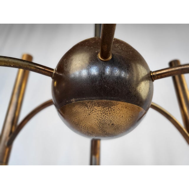 Vintage Mid-Century Bronze Chandelier For Sale - Image 4 of 6