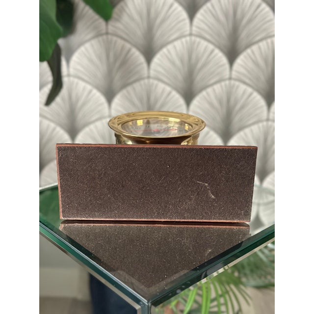 5.5" Brass Chelsea Shipstrike Quartz Mantel/Desk Clock and Traditional Wooden Base For Sale - Image 11 of 11