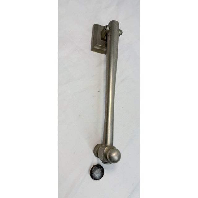 Figurative Large Antique Solid Nickel Plated Brass Hammer Front Door Knocker Bell Alarm For Sale - Image 3 of 12