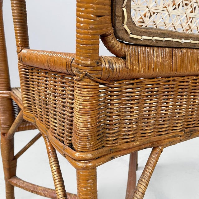 Italian Mid-Century Modern Garden Armchairs in Rattan and Straw, 1960s, Set of 2 For Sale - Image 15 of 18