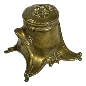 Art Nouveau Jennings Bros. Ormolu Inkwell with Milk Glass Insert