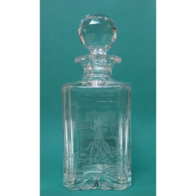 Vintage Royal Brierley Crystal Decanter With English Castle Motif For Sale - Image 9 of 12