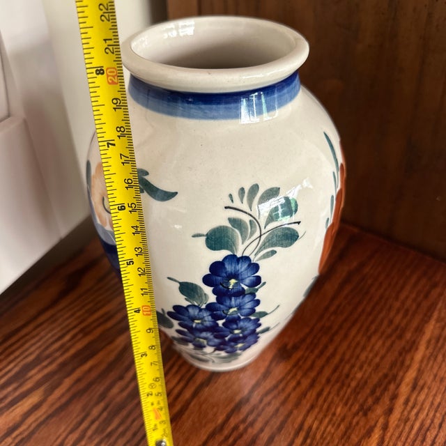 1980s Wloclawek Fajans Poland Hand Painted Pottery Vase For Sale - Image 10 of 10