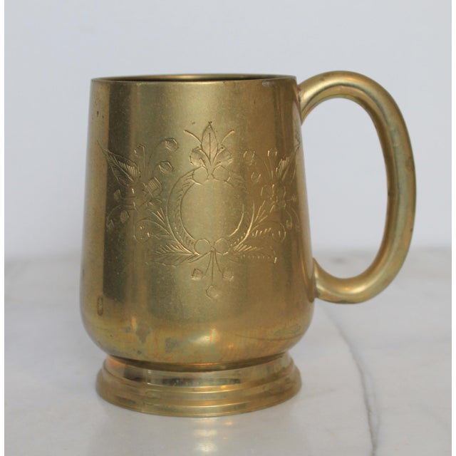 Vintage Etched Brass Mug For Sale In Milwaukee - Image 6 of 9