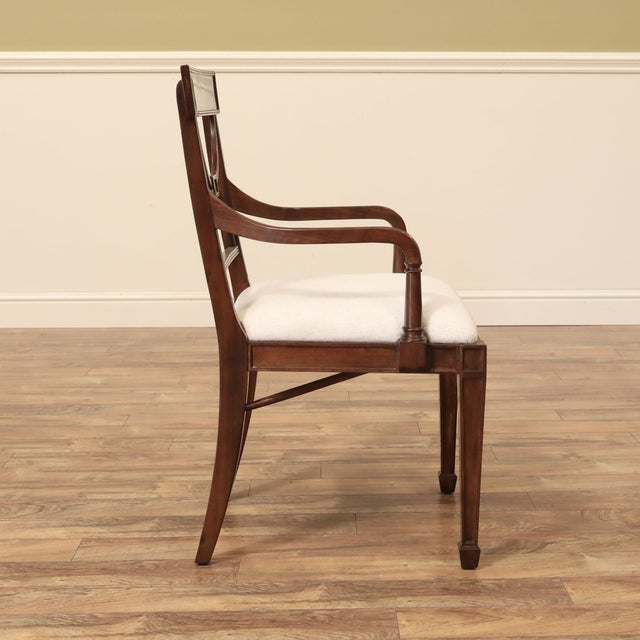 Set of 10 Medium Walnut Finish Cross Back Dining Room Chairs, English-Style Chairs W Crypton For Sale - Image 4 of 15