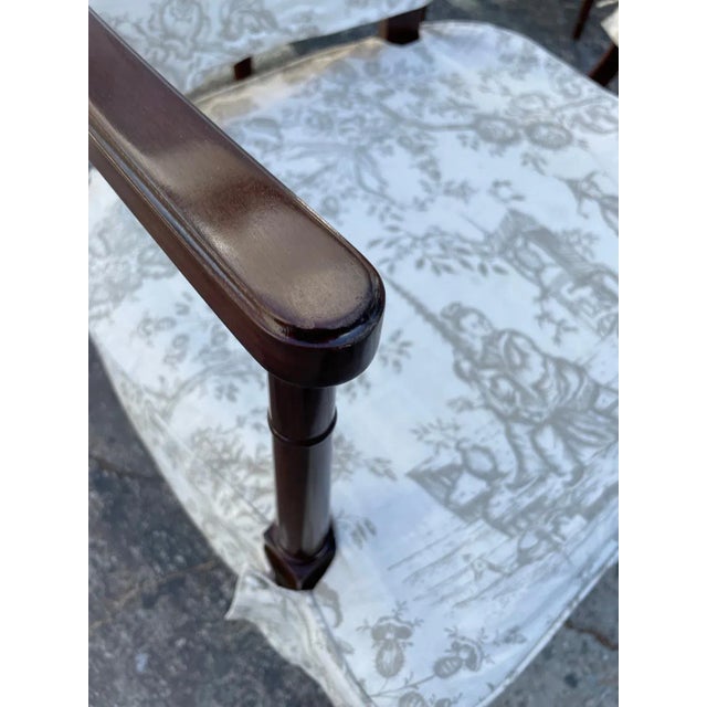 Wood 1970s White Muslin Arm & Side Dining Chairs - Set of 6 For Sale - Image 7 of 13