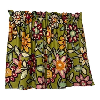 Green Floral Cafe Curtains 28Wx25L Handmade New For Sale