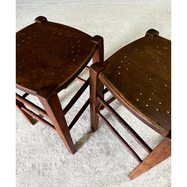 French Country Bistro Stools, 1930s, Set of 2 For Sale - Image 15 of 16
